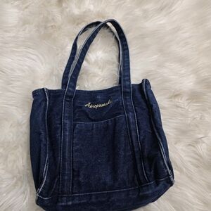 Aeropostale Navy Denim Tote with Gold Logo